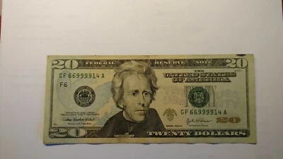 Series 2004A $20.00 Federal Reserve Note Fancy Number GF66999914A Circulated. - Image 1 of 4