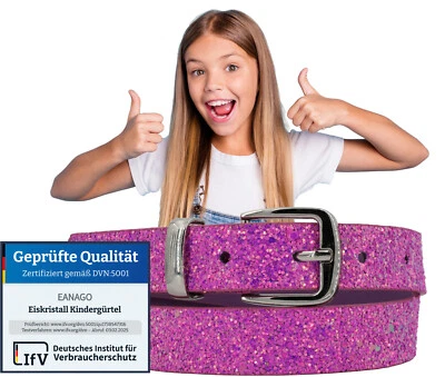 Lila Glitzer-Kindergürtel "EISKRISTALL" für Mädchen zwischen 3 und 12 Jahren - Bild 1 von 4