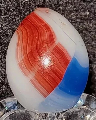 Vintage Akro Agate Oxblood Patch Marble. HTF. Oddity Football.  - Image 1 of 4