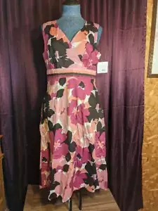 NEU Croft & Barrow rosa/braun Blumen ärmelloses Kleid Damen 8 neu mit Etikett Closet127* - Bild 1 von 4