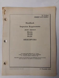 Hiller Army Models H-23A-B-C Helicopters Inspection Requirements Original - Picture 1 of 12