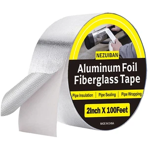 Aluminum Foil Fiberglass Tape, HVAC Heat Resistant Tape,2 Inches X 100 Feet - Picture 1 of 6
