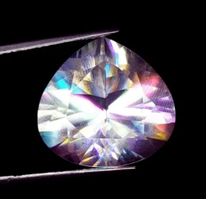 18.92 Ct Loose Gemstone Mystic Quartz Certified Transparent Pear Cut Quartz Gem - Picture 1 of 9