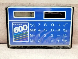 Polaroid 600 Plus Solar Calculator Promo Slim Pocket Vintage 80s Tested Working - Picture 1 of 7