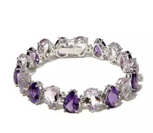 Rarities Sterling Silver 42CTW Real Pink & Purple Amethyst Designer Bracelet - Picture 1 of 4