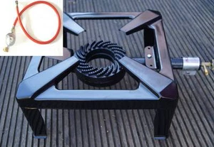 XL 4 Fuß Hockerkocher Gaskocher WOK DIN 1/4" Anschluss + Schlauch + Regler - Bild 1 von 6