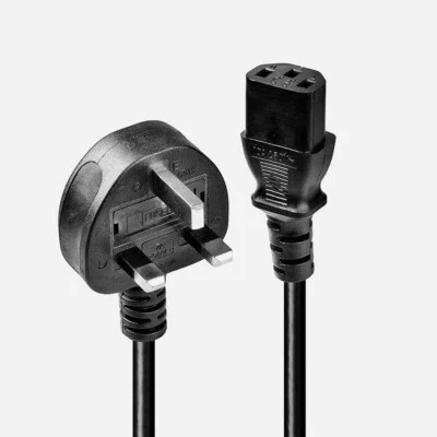 POWER CORD - UK 3 PIN PLUG TO C13 IEC MAINS LEAD CABLE 2M - Image 1 of 2