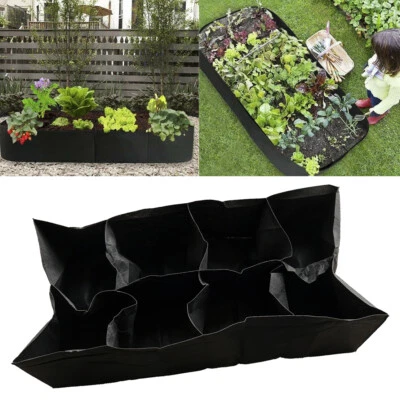 8 Grid Rectangular Planting Bag Vegetable Green Growing Garden Flowerpot vt - Image 1 of 4