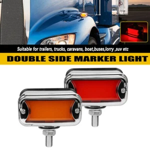 2X LED Double Face Fender Side Marker Light Turn Signal Lamp Red Amber Truck SUV - Picture 1 of 8