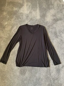 FDJ Black V Neck Long Sleeve Tee Super Soft Size L - Picture 1 of 5