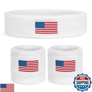 Suddora USA Headband and Wristbands Set (Includes 2 Wrist and 1 Head Sweatban - Picture 1 of 4