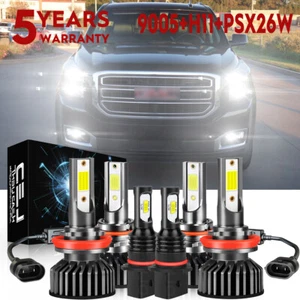 Combo de bombillas de faros LED haz alto/bajo + kit de luces antiniebla para GMC YUKON XL 2015-2019 - Imagen 1 de 17