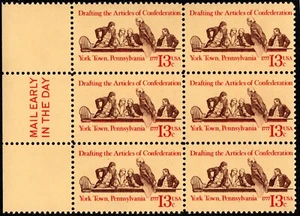 US Stamp Scott #1726 Mail Early Block - 13 Cents Drafting Articles Confederation - Picture 1 of 1