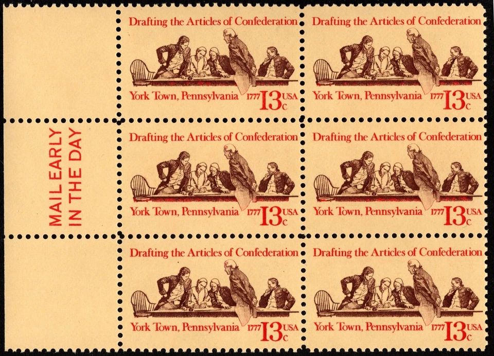 US Stamp Scott #1726 Mail Early Block - 13 Cents Drafting Articles Confederation - Image 1 of 1