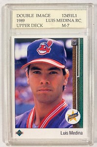 1989 Upper Deck Luis Medina #2 Double Image Production Error, Acu-Card M-7