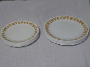  8 Corning Ware Corelle 10 1/4 and 8, 8 1/2 Butterfly Gold Dinner/Salad Plates