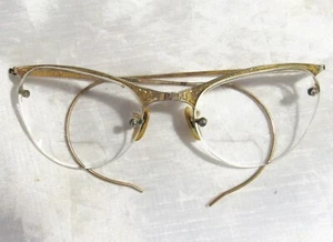 Montatura occhiali da vista gatto vintage Shuron mezzo filo bordo 1/10 12k GF oro pieno 200P - Foto 1 di 8