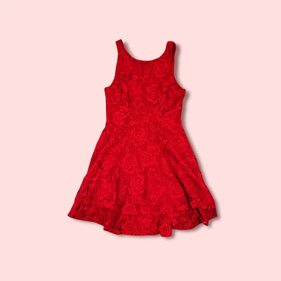 Vestido ajustado y acampanado rojo/azul marino falda doble de encaje sin palabras para niñas jóvenes nuevo con etiquetas Foto 1 de 4