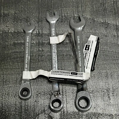 3 Craftsman Chrome Alloy Steel Ratcheting Combination Wrenches 6mm 8mm 10mm - Image 1 of 4