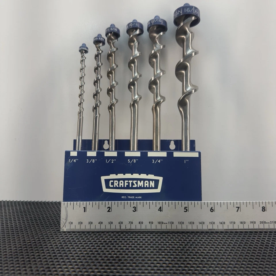 Juego de brocas de barrena vintage Craftsman 7 piezas con brocas para taladrar madera EE. UU. 1/4–1" Foto 1 de 4