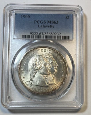 1900 Lafayette Silver Commemorative Dollar PCGS MS63 Touch of Color Low Mintage - Image 1 of 4
