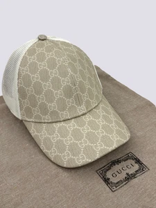 Gucci GG Monogram Canvas Brown Mesh Baseball Cap Hat Beige Size M - Picture 1 of 13