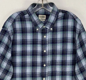 Vintage Gitman Bros Lightweight Flannel Shirt Mens XL Blue Plaid Button Down USA - Picture 1 of 14
