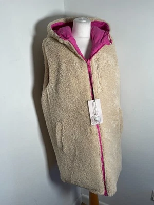 Melya Melody reversible Gilet XL NEW coat jacket sherpa fleece long hooded - Image 1 of 4