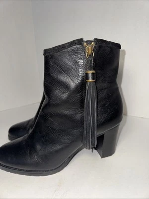 Ralph Lauren Black Heeled Ankle Boots Size 10B Leather - Image 1 of 4