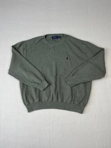Polo Ralph Lauren Pullover Herren L Grau Langarm Rundhals Pulli Blau Pony - Bild 1 von 8