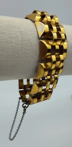 Vintage Monet Chunky MCM Modern Vermeil Link Segment Sterling 925 Bracelet 47 g - Picture 1 of 11