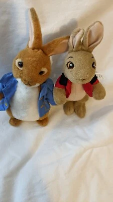 Peter Rabbit & Flopsy Bunny Plush  Soft Toys 8" TY &  Cadbury's Easter  - Image 1 of 4