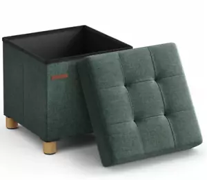 Ottoman Storage Pouffe Seat SQUARE Stool with Lids Home Chair stool Bench LINEN - Picture 1 of 3