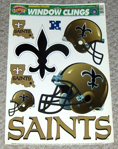 NFL Football (#09323) NEW ORLEANS SAINTS Reusable Static Window Clings Decals - Picture 1 of 3