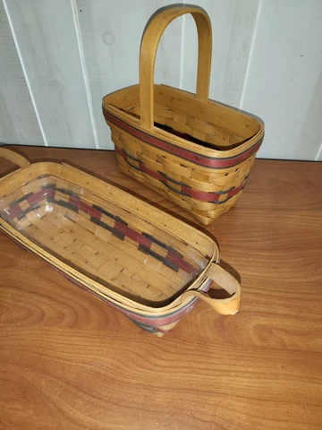 Longaberger Basket 2 -  1993 & 94 Dresden Rectangle 9x5x5" & 11.5 x 5 x 3"H  * Cover