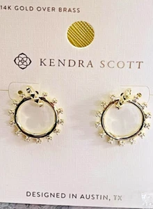 Kendra Scott Wesley Gold Stud Loops Crystals 14k Gold over Brass 1@ Round - Picture 1 of 10