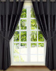 Curtains 66" X 72" Black Cream Teal Silver Eyelet Fully Lined Ready Made Microfi