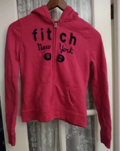 Abercrombie & Fitch Sweater Girls Large Pink logo Hoodie Sweatshirt Kid Youth - Picture 1 of 5