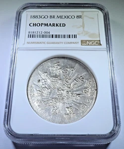 NGC Chopmarks 1883 Mexico Silver 8 Reales Genuine 1800's Libertad Dollar 8R Coin - Picture 1 of 3