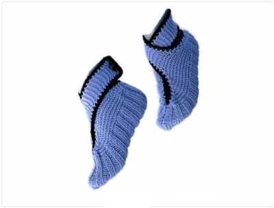 Knit Slippers Ankle Buttoned Vintage Easy Printed Knitting Pattern - Image 1 of 4