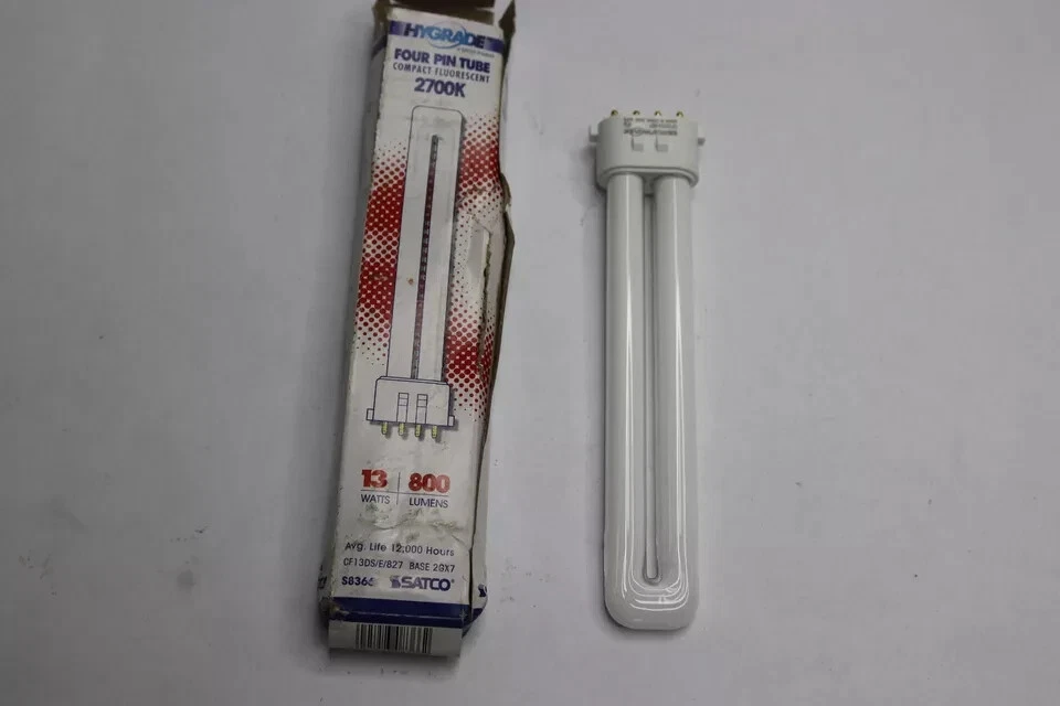 Satco Four Pin Tube Compact Fluorescent 13Watts 800 Lumens 2700K S8366 - Image 1 of 1