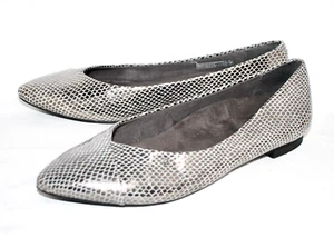 VIONIC Caballo Pointy Toe Ballet Flat Size 9 Gunmetal Silver Metallic Snake Lthr - Picture 1 of 6