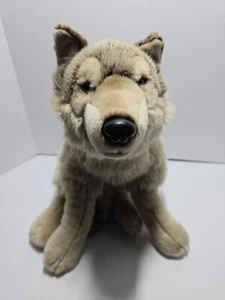 Rare FAO Schwarz Wolf Brown Biege Husky Plush Stuffed Animal Toys R Us 24" 2013 - Picture 1 of 11