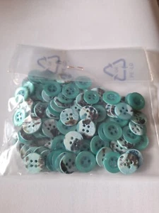 10 echte Perlmutt Knöpfe farbig türkis schimmernd ca. 14 mm, Konvolut - Bild 1 von 2