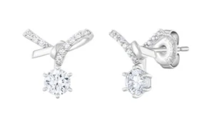 J.Estina Herbow Earrings JJRBEQ4BF281SW000 Silver 925 Cubic Zirconia Rhodium Pla - Picture 1 of 9