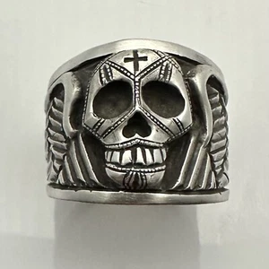 ANILLO CALAVERA AZÚCAR PLATA ESTERLINA MJG @ 34 GRAMOS. BIKER. GUITARRISTA. TALLA 11 - Imagen 1 de 8