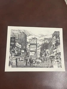 Vintage SANDRA FINKENBERG LITHOGRAPH, Times Square (Prob A Duplicate) 9”x7” - Picture 1 of 4
