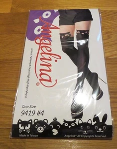 ANGELINA ANIMAL PATTERNED FAUX THIGH-HIGH PANTYHOSE = ONE SIZE = NIB = OWL = - Picture 1 of 2