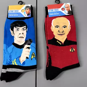 Star Trek Crew Socks Mens 10-13 Multicolor Spock Picard Bundle Novelty TNG - Picture 1 of 9