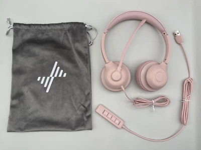 USB Headset with Mic Noise Cancelling 0n-Air For PC/Laptop Pink Model-EH01 *READ - Image 1 of 4